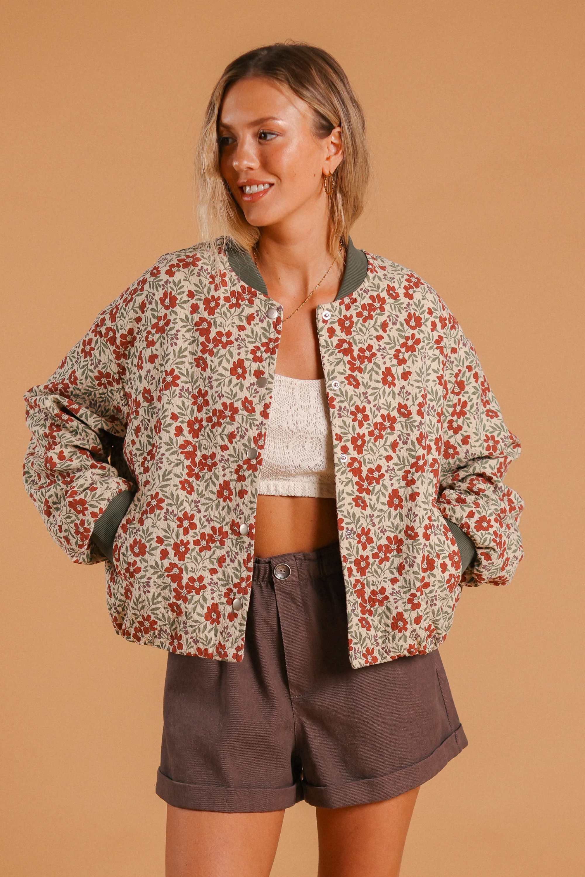 Bomber Jacket Lotta Cream Flowers - Image 6