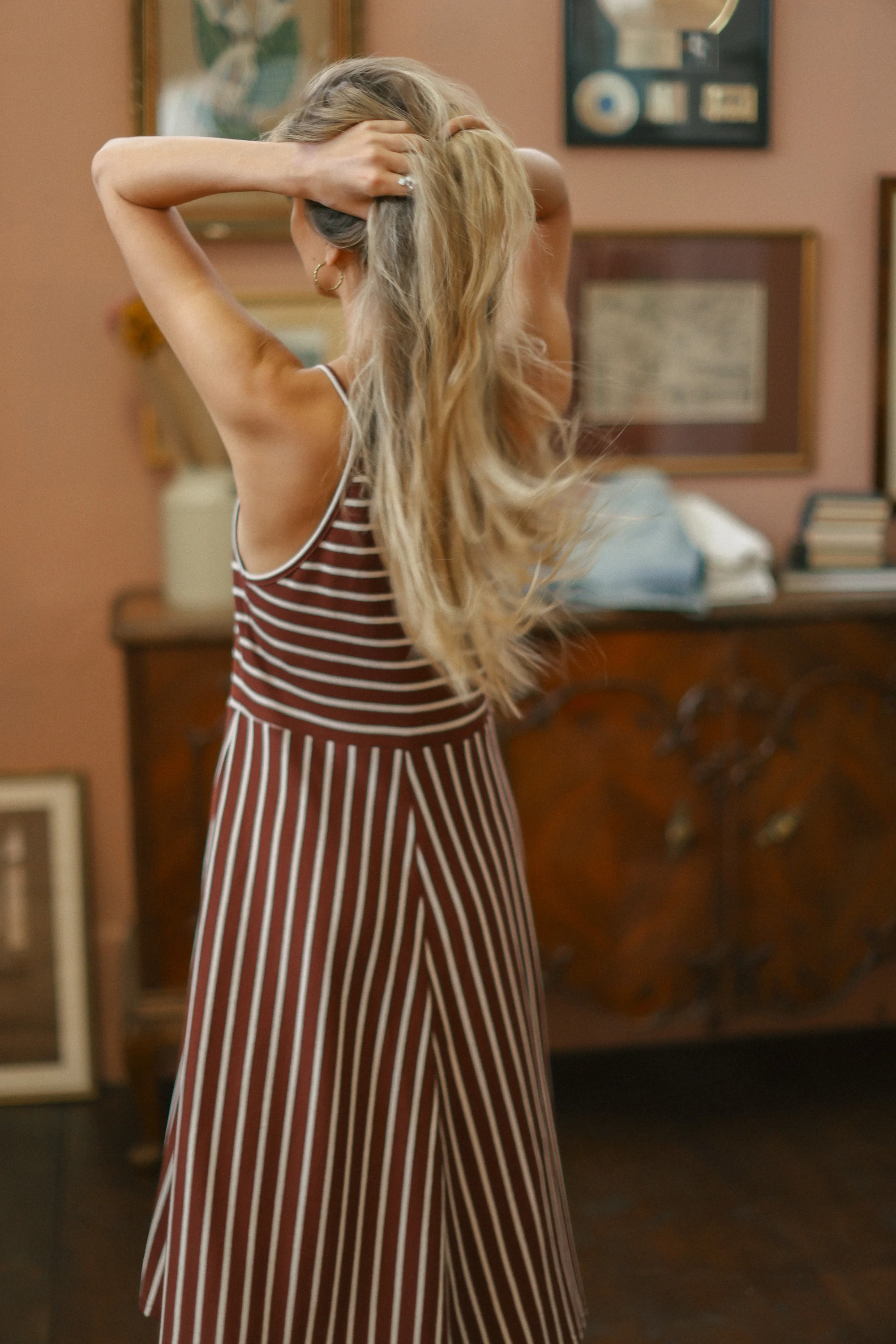 Dress Angie Maroon Stripes - Image 10