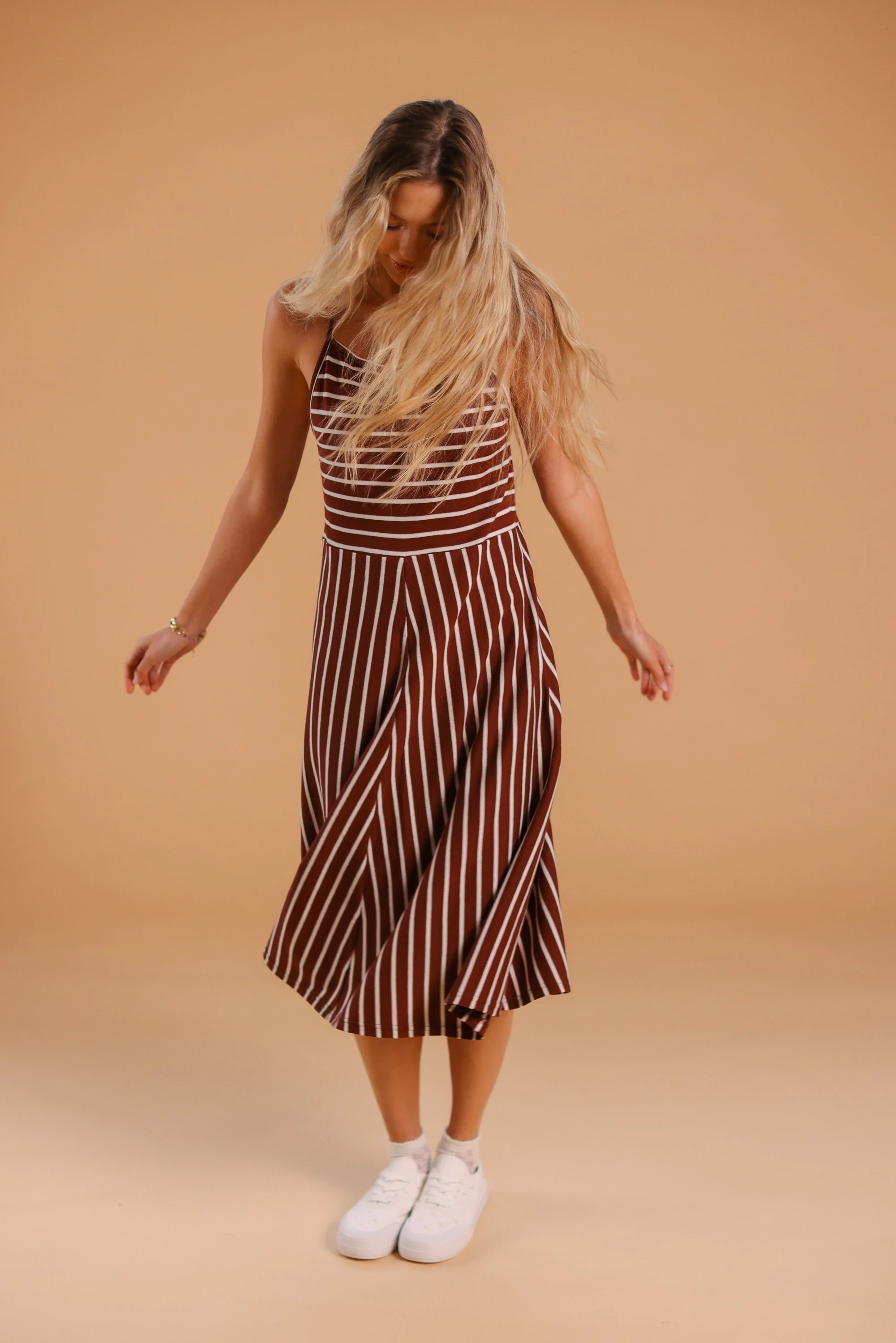 Dress Angie Maroon Stripes - Image 4