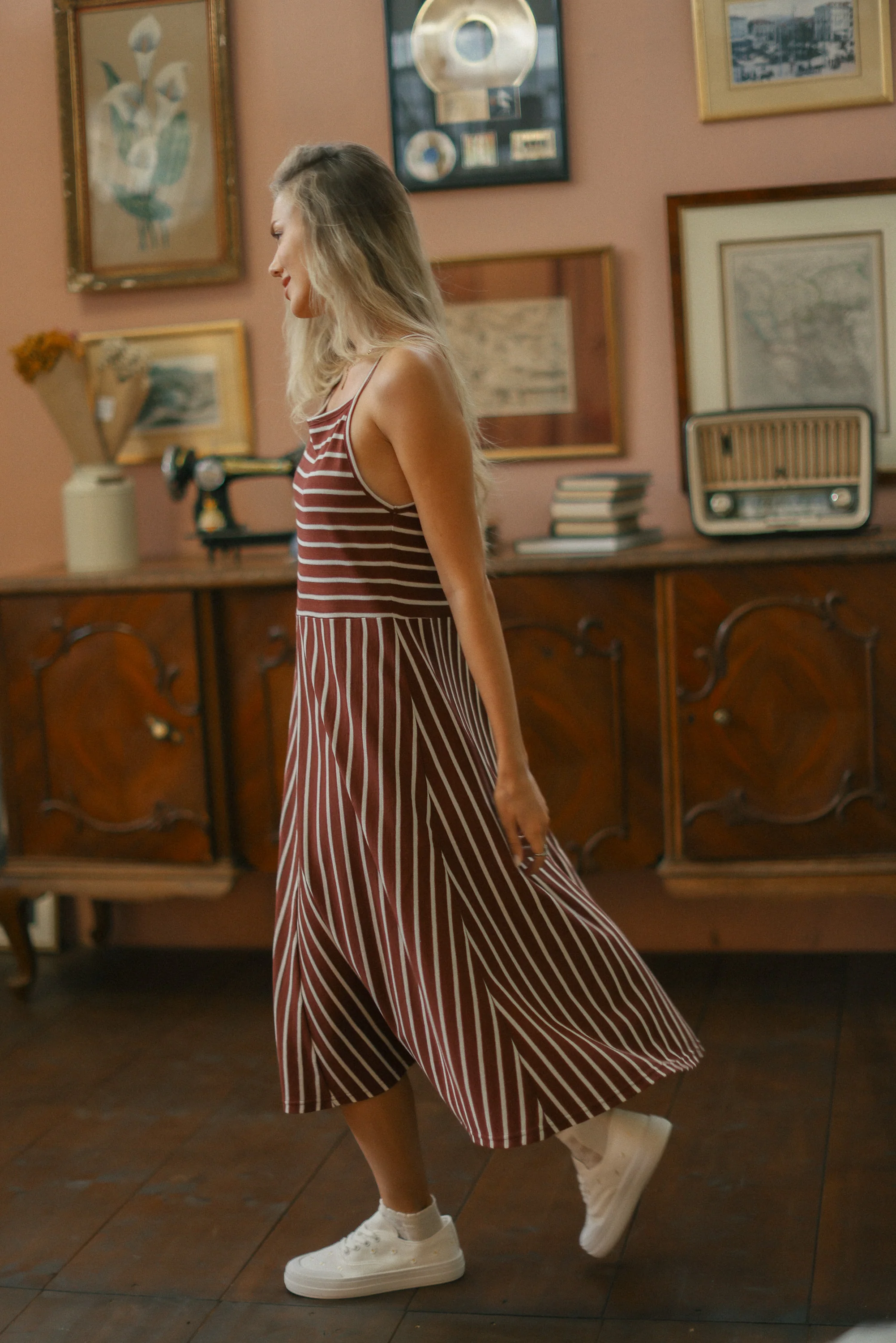 Dress Angie Maroon Stripes - Image 9