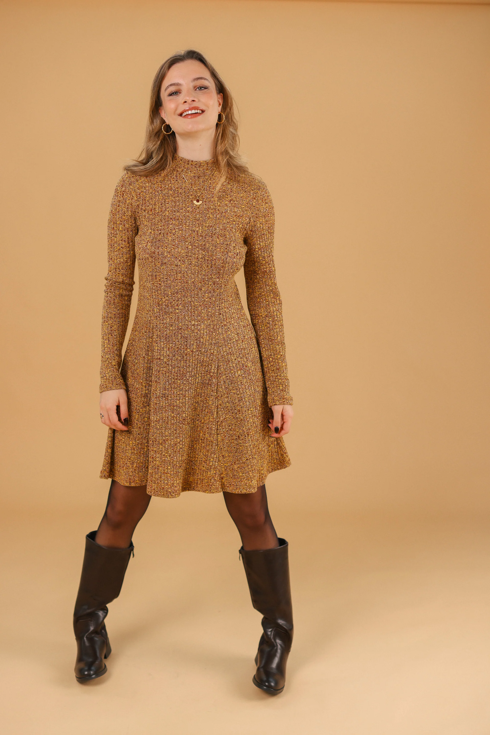 Dress Janette Mustard Melange - Image 3