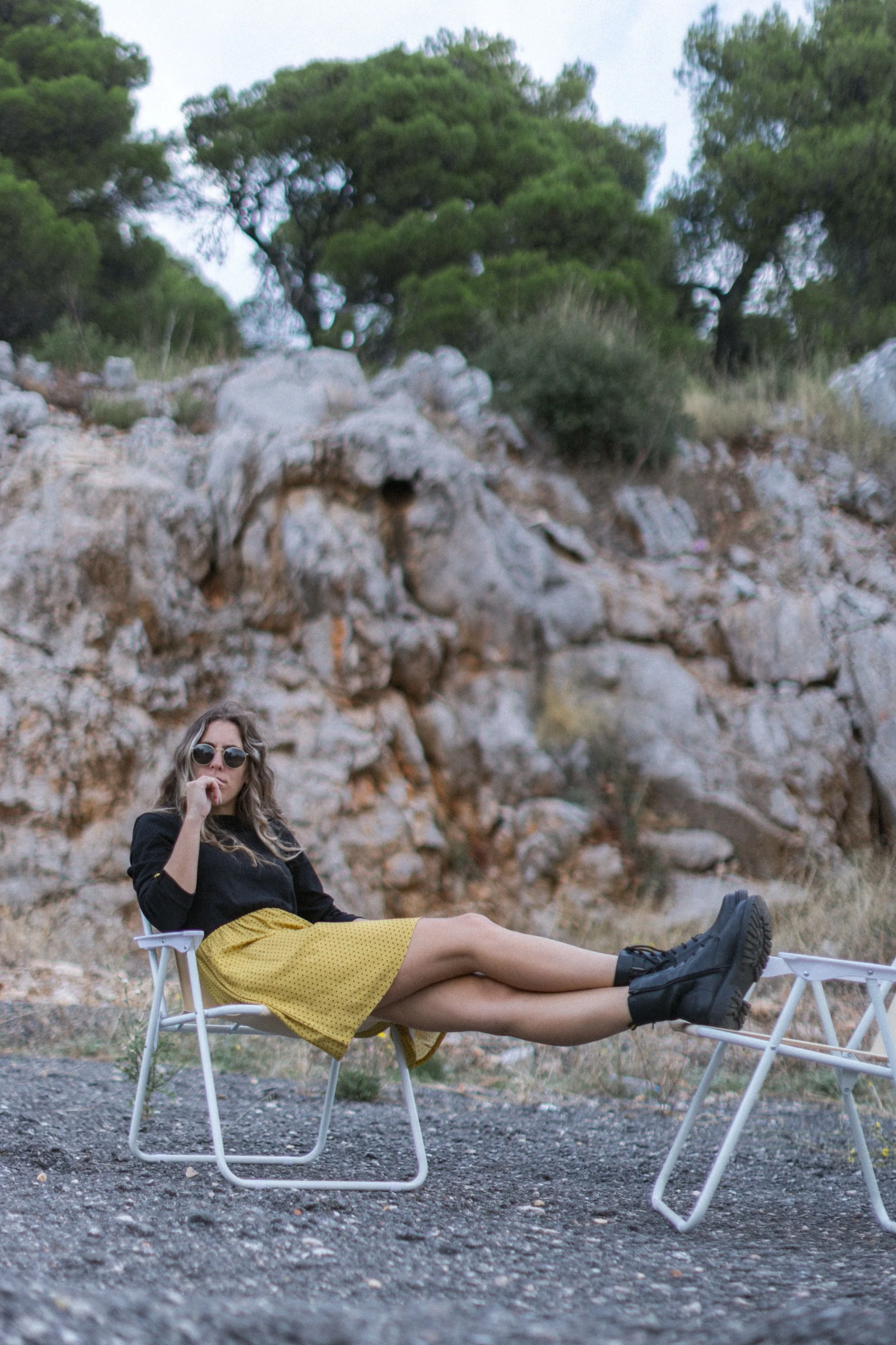 Dress Luiza Black Mustard Polka Dots - Image 11