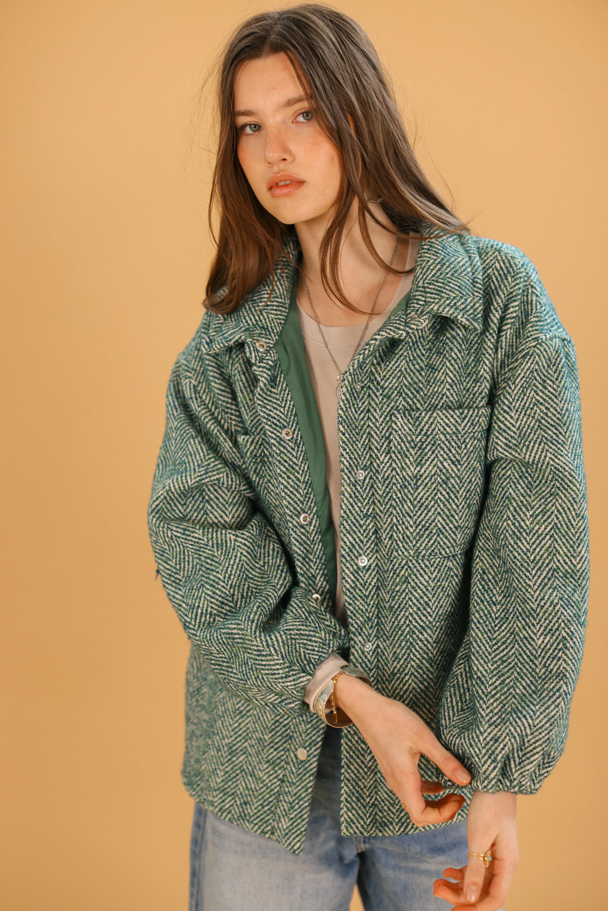 Jacket Kimi Sage Herringbone - Image 10