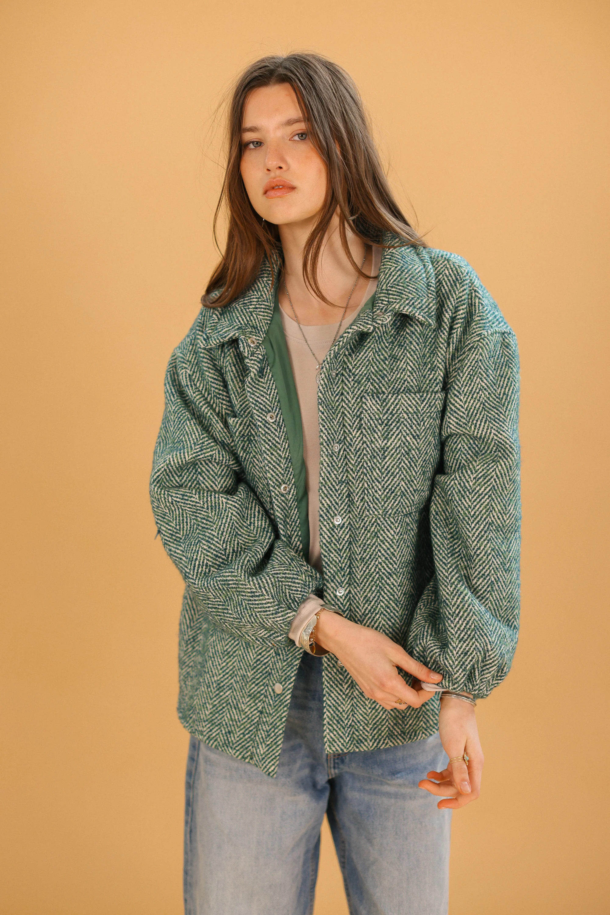 Jacket Kimi Sage Herringbone - Image 9