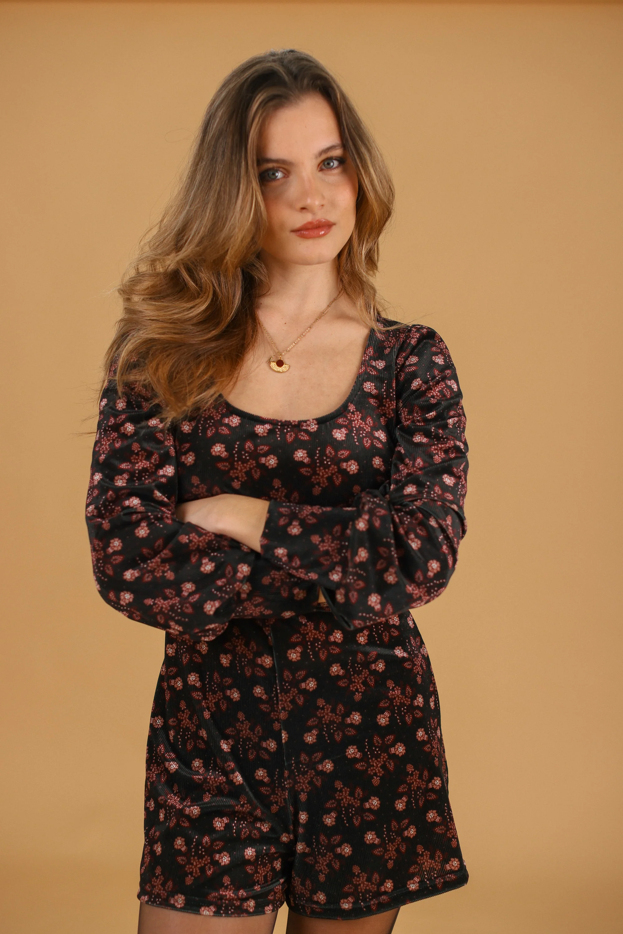Playsuit Amelise Black Pink Floral - Image 8
