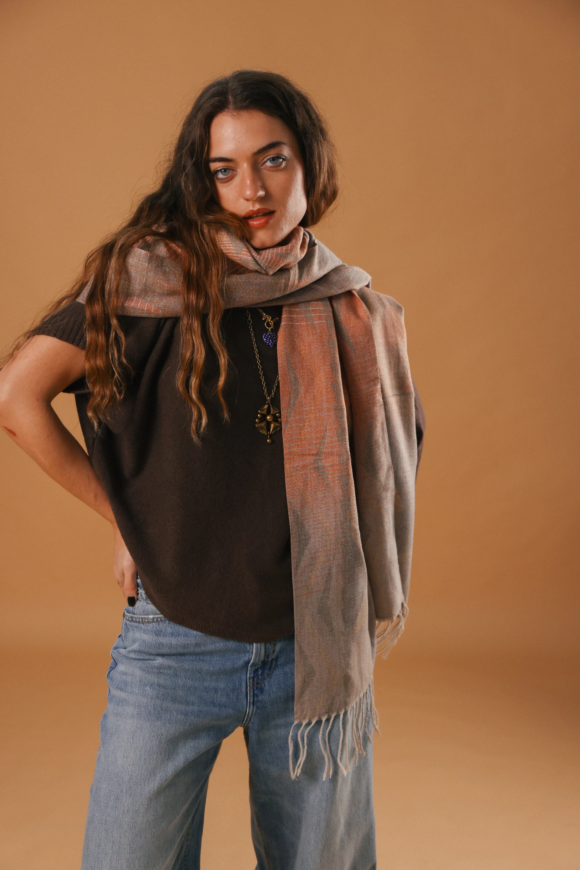 Scarf Auravine Orange Mocha - Image 2