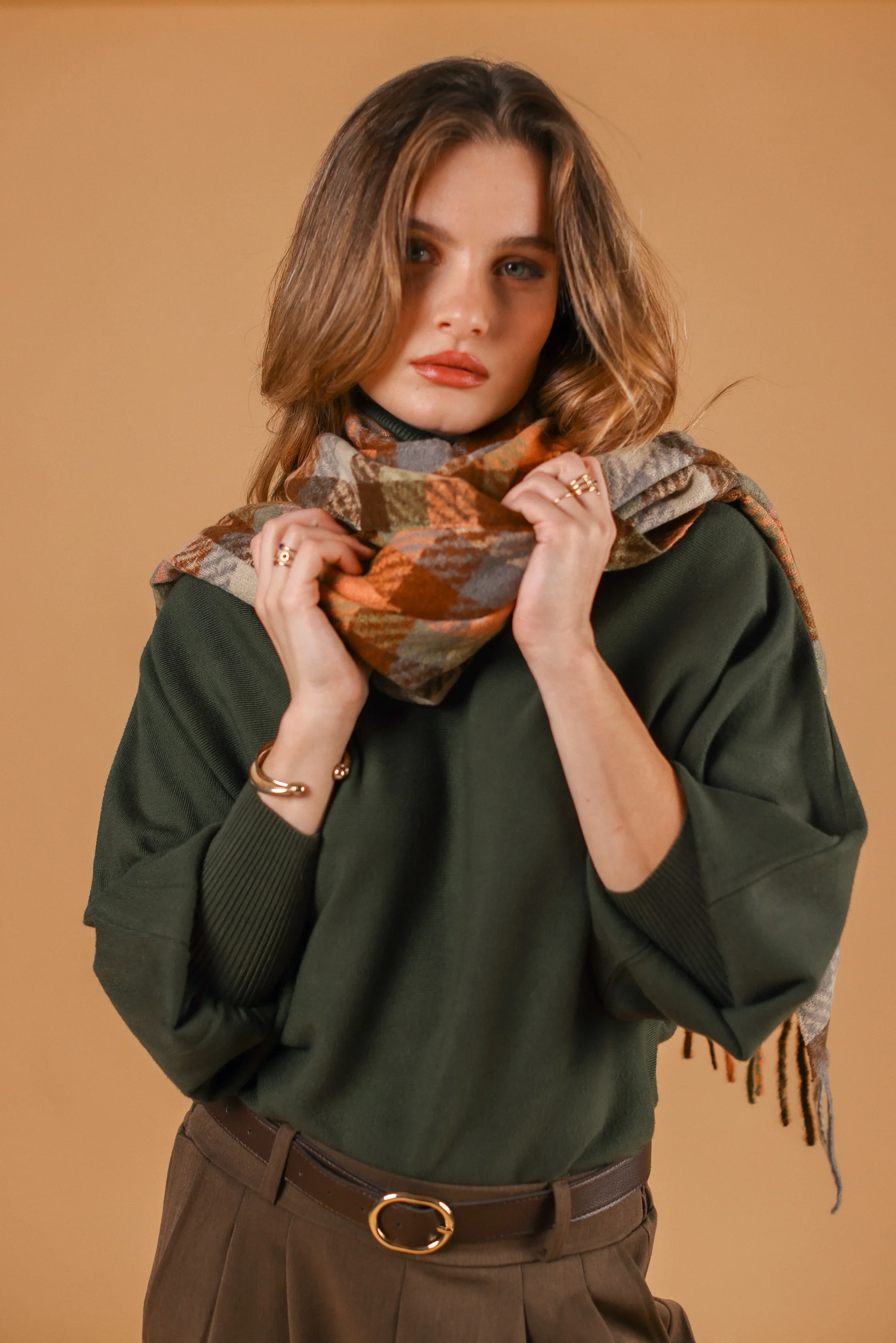 Scarf Callen Brown Peach - Image 5