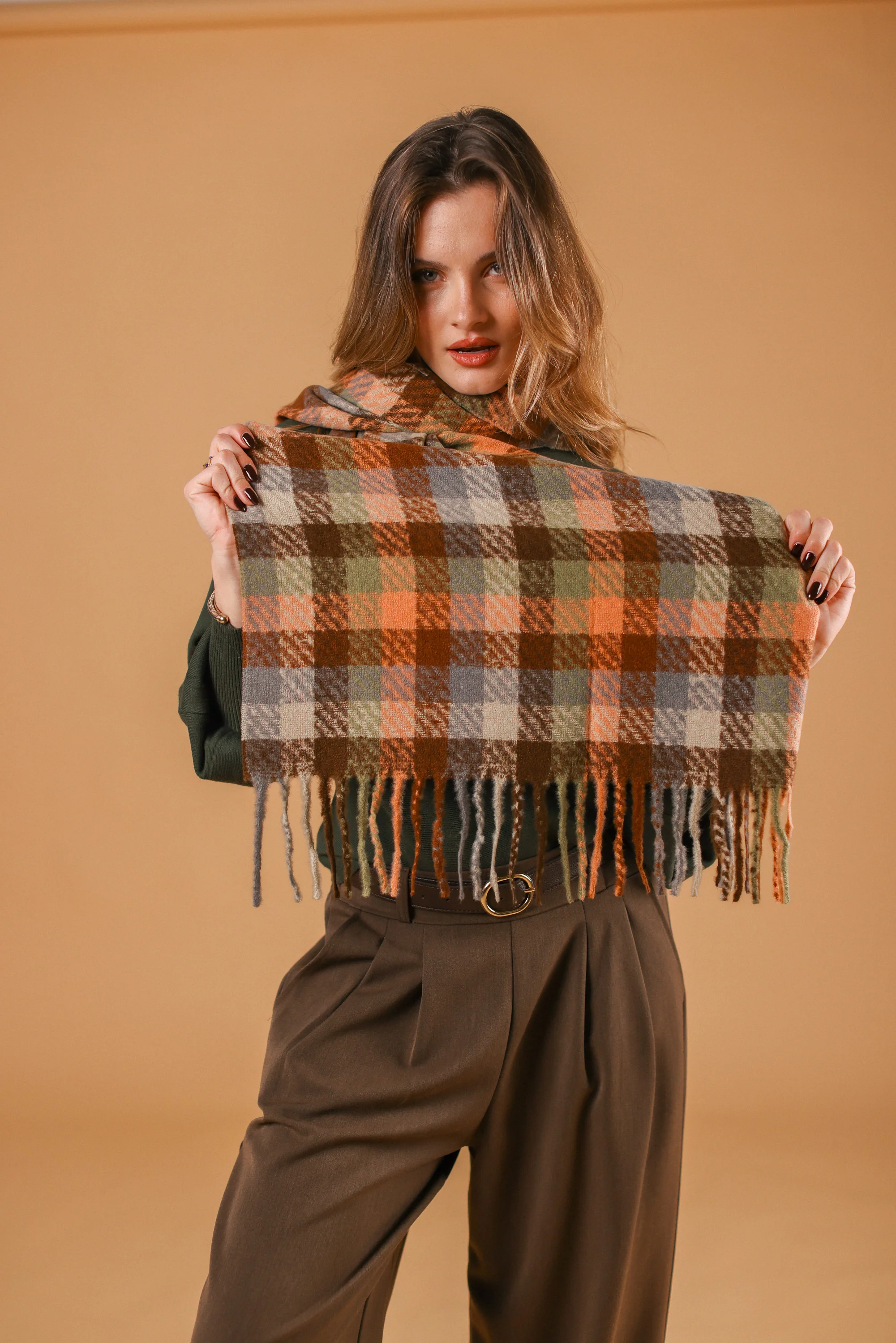 Scarf Callen Brown Peach - Image 7