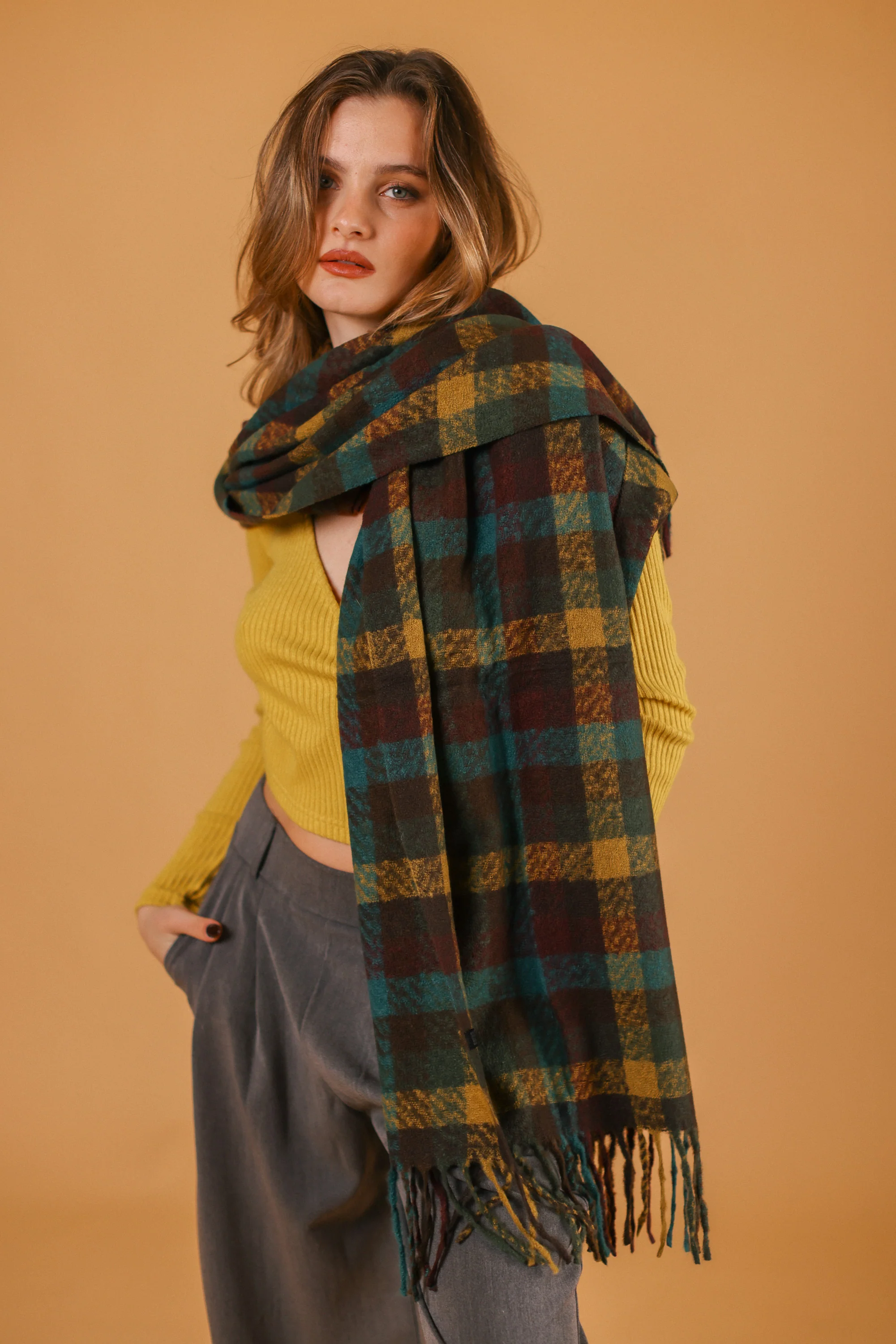 Scarf Callen Burgundy Petrol - Image 3
