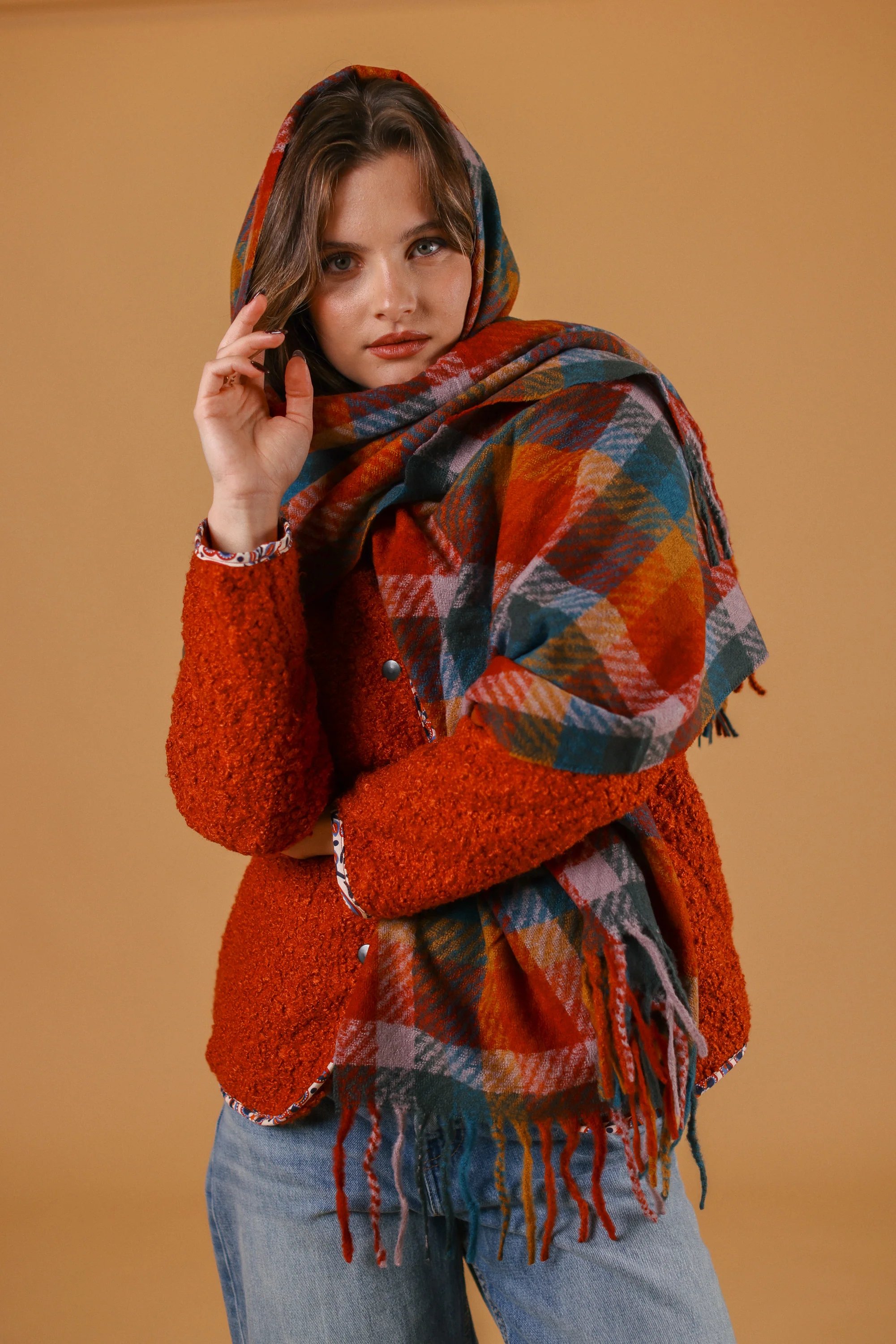 Scarf Callen Red Turqoise