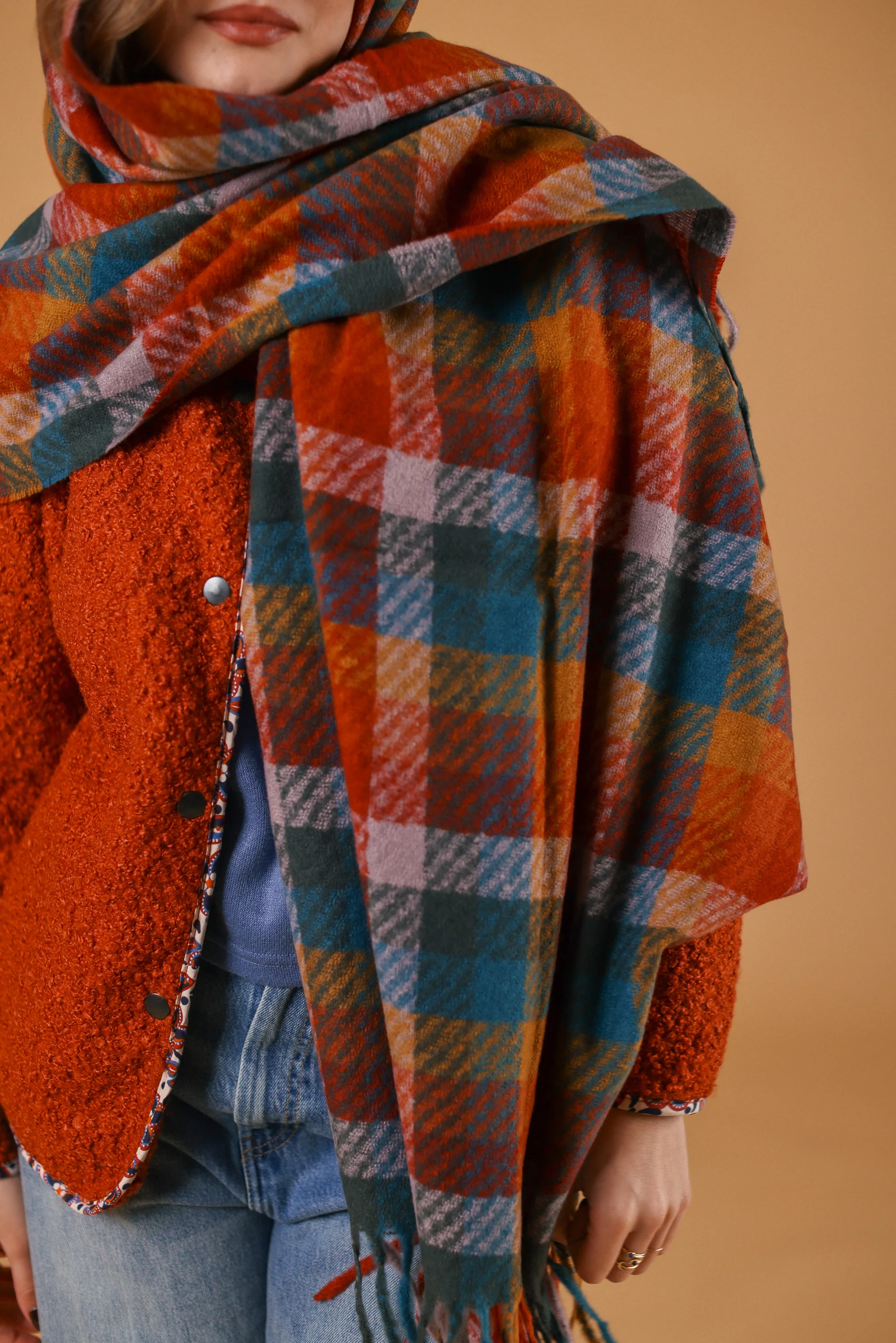 Scarf Callen Red Turqoise - Image 3