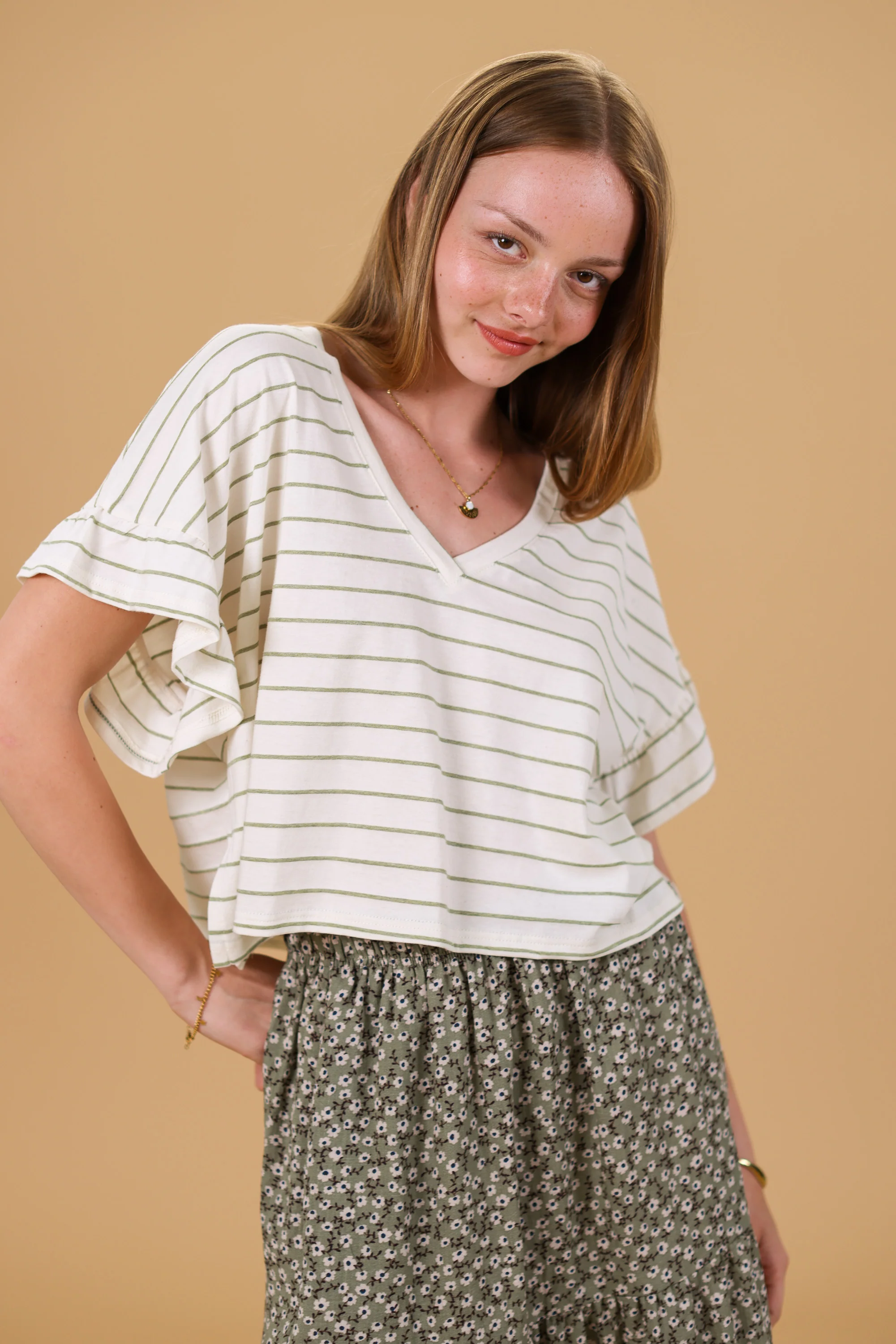 Top Rosienne Olive Stripes - Image 4